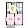 エルディム西原 2DKの間取り