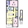 コントレイル　Ⅰ 2LDKの間取り