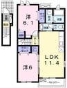 サニーレジデンス　Ａ 2LDKの間取り