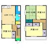 高知市電ごめん線・伊野線/鹿児駅 徒歩13分 1-2階 築25年 4LDKの間取り