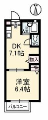 ラピス B棟 1DKの間取り