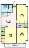 イッケイあたごビル 3DKの間取り