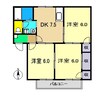 ハイツ北小松 2 3DKの間取り