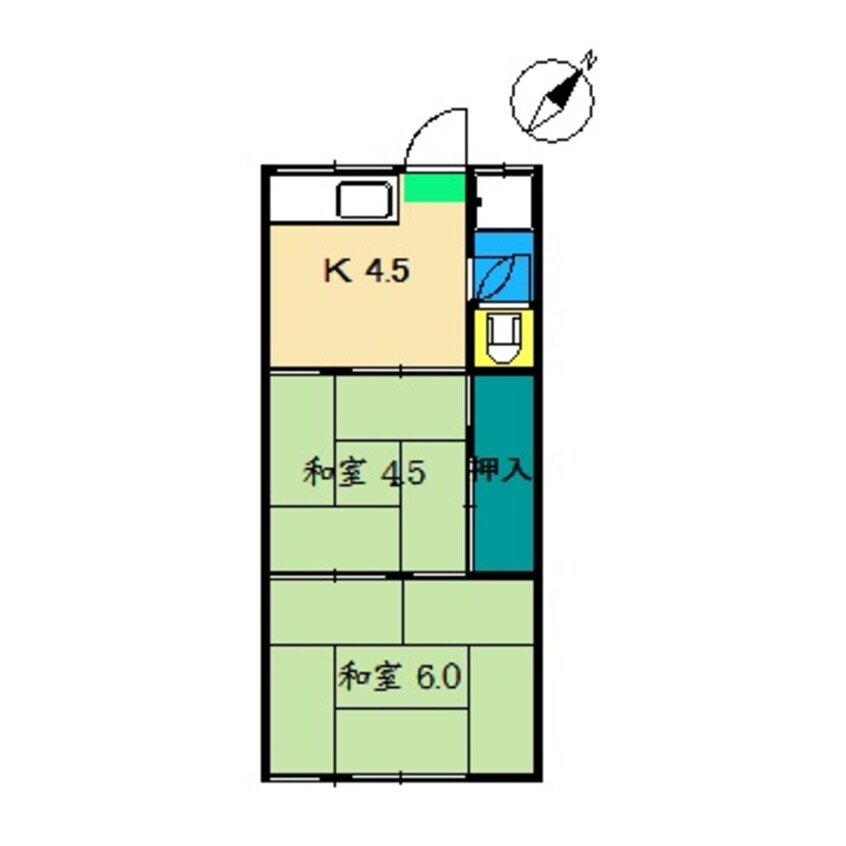 間取図 高知市電ごめん線・伊野線/旭駅前通駅 徒歩23分 1階 築47年