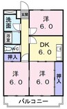 ジャーマン　アイリス　西川 3DKの間取り