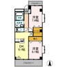 リバーパーク桂 2DKの間取り