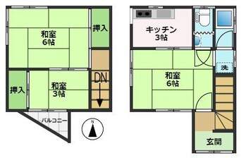 間取図 土讃線/入明駅 徒歩5分 築35年