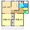 タウンコート A棟 2LDKの間取り