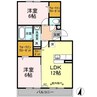 コモド伊勢崎Ⅱ 2LDKの間取り