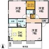 リビングタウン万々 E棟 3DKの間取り