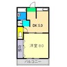 グリーンオアシス林 1DKの間取り