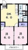 リバージュハイツ 2DKの間取り