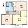 シャーメゾン北久保 B棟 2DKの間取り