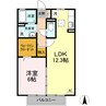 リヴェール北御座 C棟 1LDKの間取り