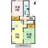 メナージュ A棟 2DKの間取り