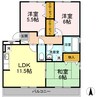 ディアコート札場 A棟 3LDKの間取り