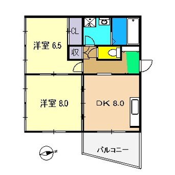 間取図 高知市電駅前線・桟橋線/桟橋通五丁目駅 徒歩69分 3階 築25年