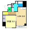 ボードゥ・ラ・メール 1LDKの間取り