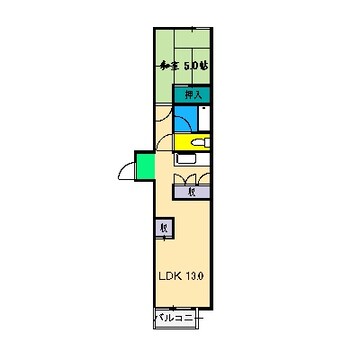 間取図 高知市電ごめん線・伊野線/旭町三丁目駅 徒歩21分 2階 築26年