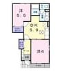 パレスシャルマンⅢ 2DKの間取り