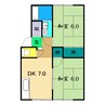 ラナ神田 2DKの間取り