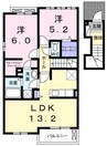 グランハピネス　Ⅲ 2LDKの間取り