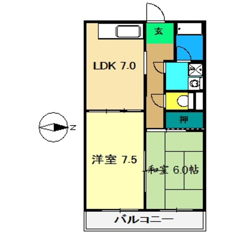 間取図 土讃線/入明駅 徒歩6分 2階 築28年