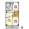 リバーパーク桂 2DKの間取り