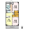 リバーパーク桂 2DKの間取り