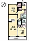 ベレオ一ツ橋 2LDKの間取り
