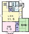 シャトー竹島 2LDKの間取り