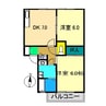エステート六泉寺 A棟 2DKの間取り