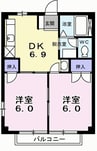 クワイエットハイツＢ 2DKの間取り