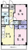 グランデール　一本松 2DKの間取り