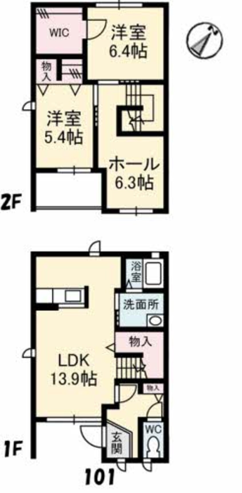 間取図 土讃線/円行寺口駅 徒歩6分 1-2階 築20年