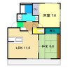 サンモール北竹島 2LDKの間取り