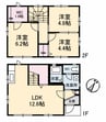 土讃線/円行寺口駅 徒歩6分 1-2階 築21年 3LDKの間取り