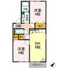 ウィルモア観月坂 B棟 2DKの間取り