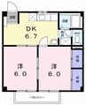 カーサ鴨部 2DKの間取り