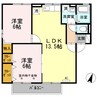 ドルフ東久万 2LDKの間取り