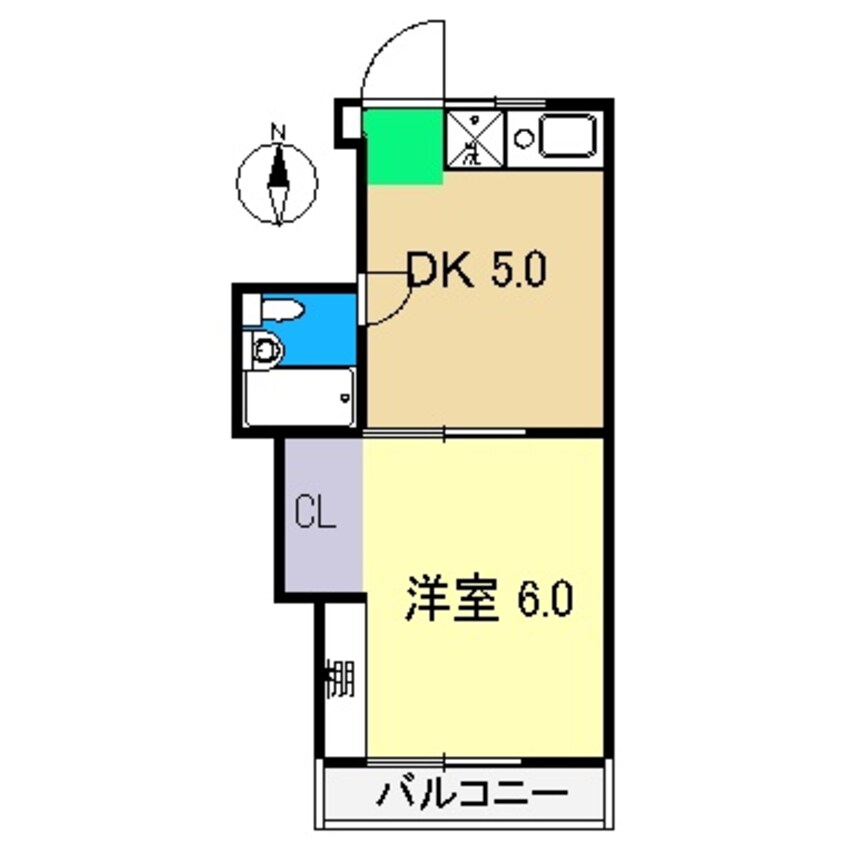 間取図 高知市電ごめん線・伊野線/知寄町二丁目駅 徒歩4分 2階 築38年