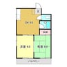 フタバハイフラット 2DKの間取り
