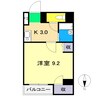 シティガーデン上町 1Kの間取り