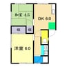 仲田ハイツ 2DKの間取り