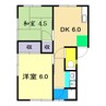 仲田ハイツ 2DKの間取り