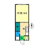 ジェミナス 1Kの間取り