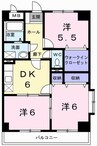 高埇マンション 3DKの間取り