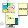 プレステージ仲田 1Kの間取り