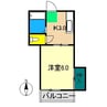 プレステージ仲田 1Kの間取り