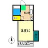 プレステージ仲田 1Kの間取り